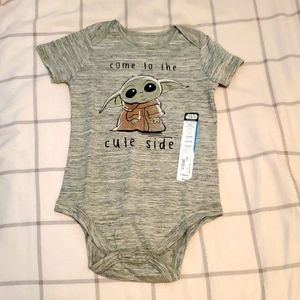 Okie dokie "Come to the cute side" baby yoda onsie